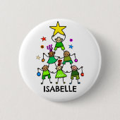 Personalisierter Weihnachtsbaum Kinder Button (Vorderseite)