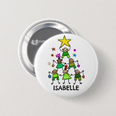 Personalisierter Weihnachtsbaum Kinder Button (Vorne & Hinten)