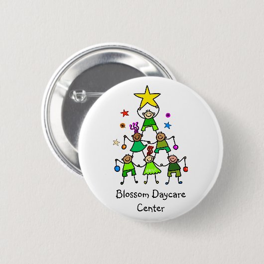 Personalisierter Weihnachtsbaum Kinder Button (Vorne & Hinten)