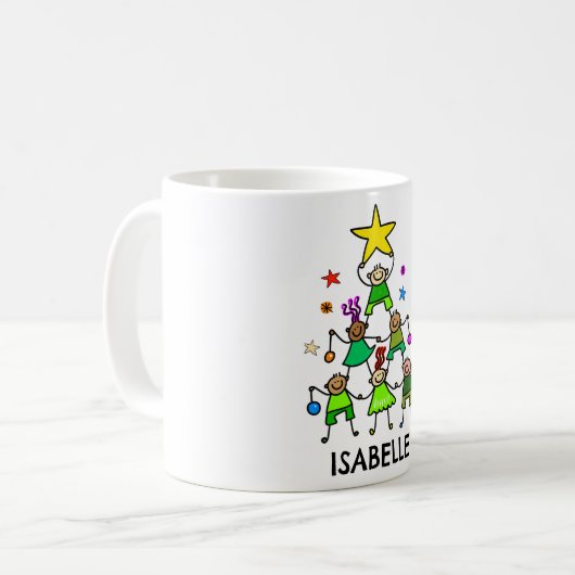 Personalisierter Weihnachtsbaum Kinder Kaffeetasse (Vorderseite Links)