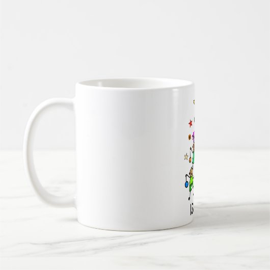 Personalisierter Weihnachtsbaum Kinder Kaffeetasse (Links)