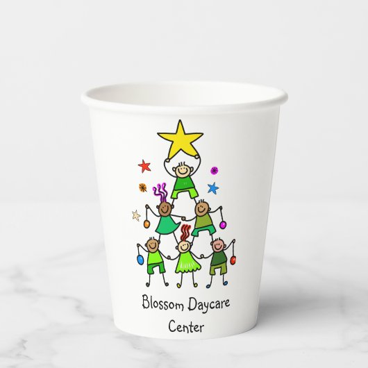 Personalisierter Weihnachtsbaum Kinder Pappbecher (Rückseite)