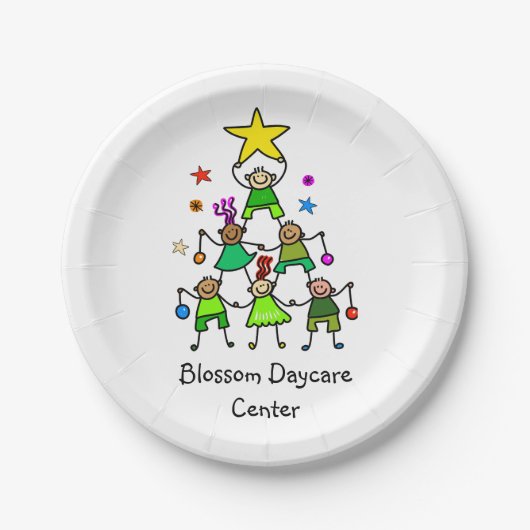 Personalisierter Weihnachtsbaum Kinder Pappteller (Vorderseite)