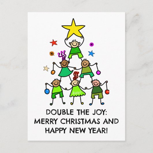 Personalisierter Weihnachtsbaum Kinder Postkarte (Vorderseite)