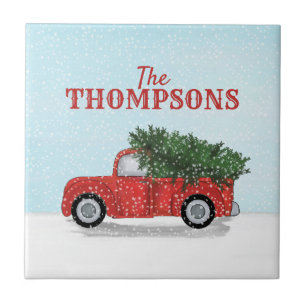 Personalisierter Weihnachtsbaum-LKW Winterurlaub Fliese
