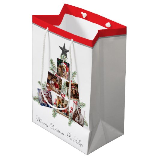 Personalisierter Weihnachtsbaum Mittlere Geschenktüte (Vorderseite Schrägansicht)