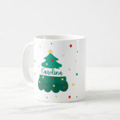Personalisierter Weihnachtsbaum-Name-Becher Kaffeetasse (Vorderseite Links)