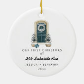 Personalisierter Weihnachtsbaum New Zuhause Holida Keramik Ornament (Hinten)