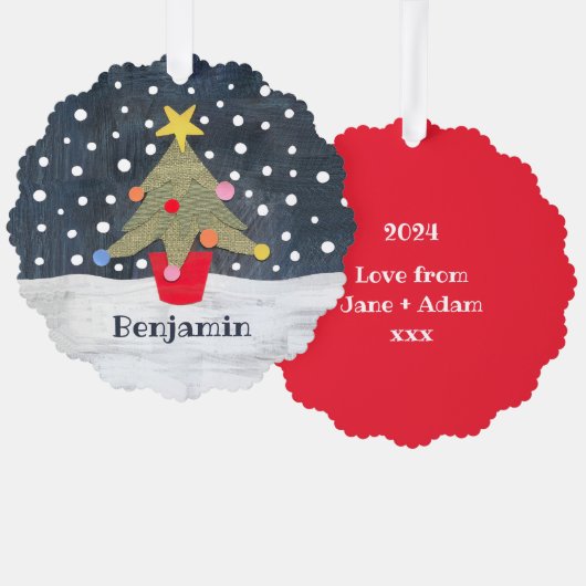 Personalisierter Weihnachtsbaum Ornament Karte (Vorderseite/Rückseite)