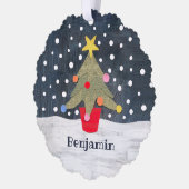 Personalisierter Weihnachtsbaum Ornament Karte (Links)