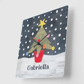 Personalisierter Weihnachtsbaum Quadratische Wanduhr (Winkel)
