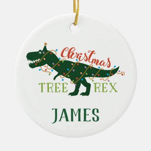 Personalisierter Weihnachtsbaum-Rex-Ornament Keramik Ornament (Vorne)