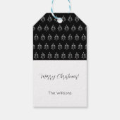 Personalisierter Weihnachtsbaum schwarz-weiß Geschenkanhänger (Rückseite)