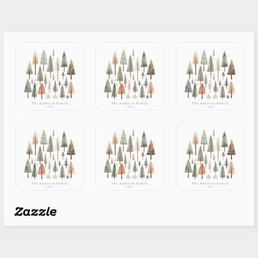 Personalisierter Weihnachtsbaum-Sticker Quadratischer Aufkleber (Blatt)