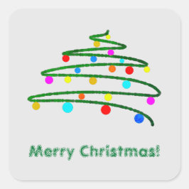 Personalisierter Weihnachtsbaum und Zeichnend Orna Quadratischer Aufkleber