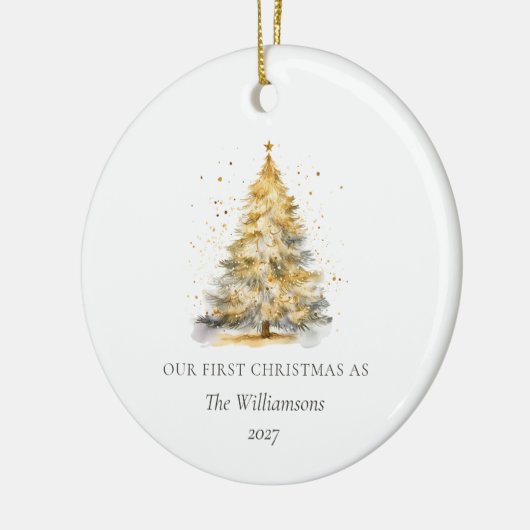Personalisierter Weihnachtsbaum Unser erster Verhe Keramik Ornament (Links)