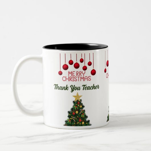 Personalisierter Weihnachtsbaum Vielen Dank Zweifarbige Tasse (Links)