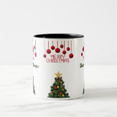 Personalisierter Weihnachtsbaum Vielen Dank Zweifarbige Tasse (Mittel)