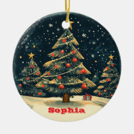 Personalisierter Weihnachtsbaum Vintage Nostalgie Keramik Ornament