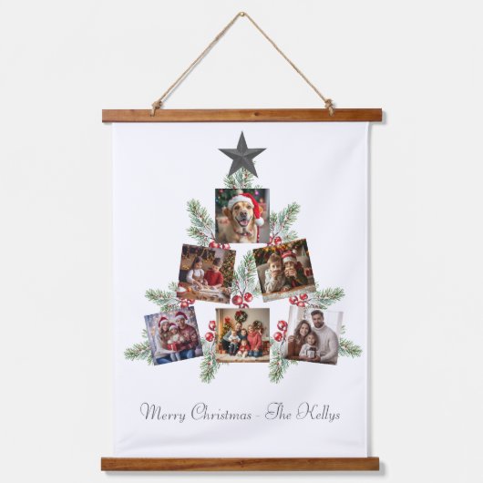 Personalisierter Weihnachtsbaum Wandteppich Mit Holzrahmen (Vorderseite)