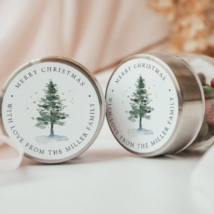 Personalisierter Weihnachtsbaum Winter Woodland Runder Aufkleber