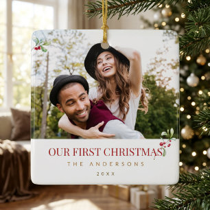 Personalisierter Weihnachtsbaumanhänger Für Paare Keramikornament