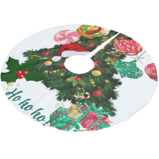 Personalisierter Weihnachtsbaumrock | Gemütlicher Polyester Weihnachtsbaumdecke (Schrägansicht)