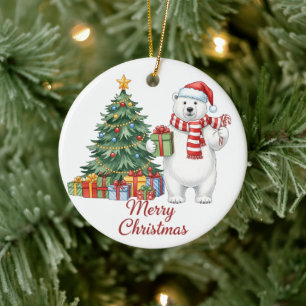 Personalisierter Weihnachtsbaumschmuck Eisbär - Fr Keramik Ornament