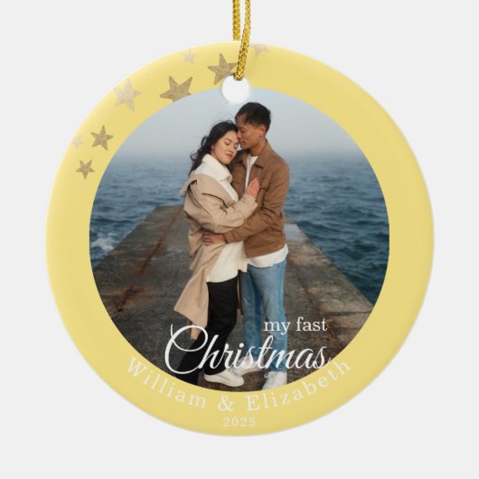 Personalisierter Weihnachtsbaumschmuck Keramik Ornament (Vorne)