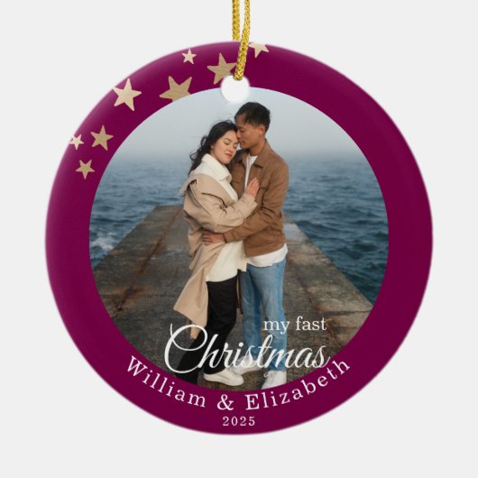 Personalisierter Weihnachtsbaumschmuck Keramik Ornament (Vorne)