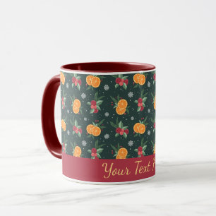 Personalisierter Weihnachtsbecher mit Orangen und Tasse