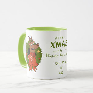 Personalisierter Weihnachtsbecher mit Rentier Fe Tasse