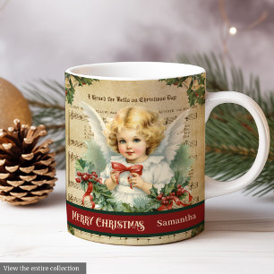 Personalisierter Weihnachtsbecher Retro-Engel-Tisc Kaffeetasse