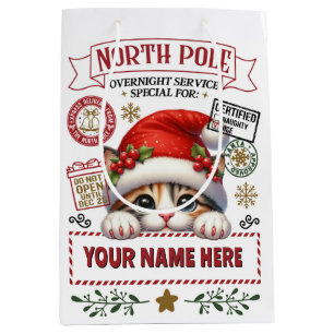 Personalisierter Weihnachtsbeutel mit niedlichem K Mittlere Geschenktüte