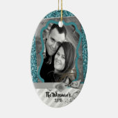 Personalisierter Weihnachtsblauer Glitzer FOTO Orn Keramik Ornament (Rechts)