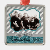Personalisierter Weihnachtsblauer Glitzer FOTO Orn Ornament Aus Metall (Vorne)