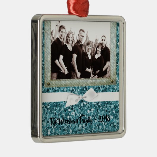 Personalisierter Weihnachtsblauer Glitzer FOTO Orn Ornament Aus Metall (Rechts)