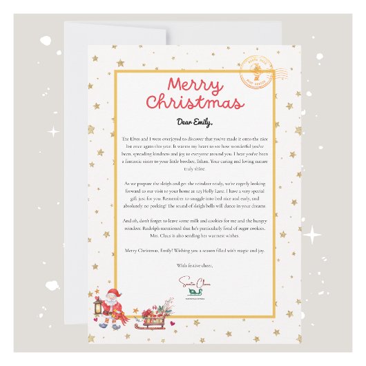 Personalisierter Weihnachtsbrief Feiertagskarte