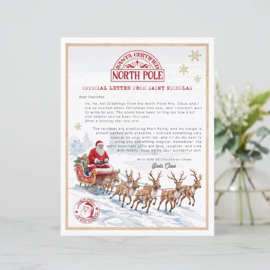 Personalisierter Weihnachtsbrief für Kinder (Stehend Vorderseite)