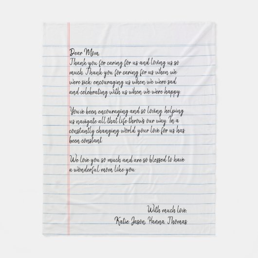 Personalisierter Weihnachtsbrief Handschrift Fleecedecke (Vorderseite)