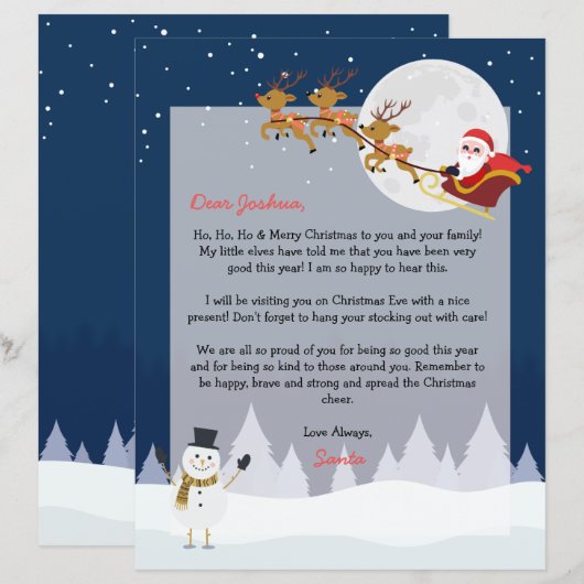 Personalisierter Weihnachtsbrief von Nordpol (Vorne/Hinten)