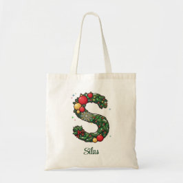 Personalisierter Weihnachtsbuchstabe S Zweige Schn Tragetasche