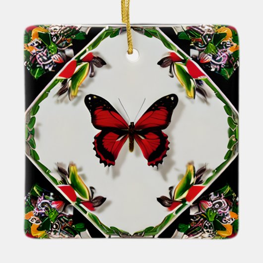 Personalisierter Weihnachtsbutterfly Personalisier Keramikornament (Vorderseite)