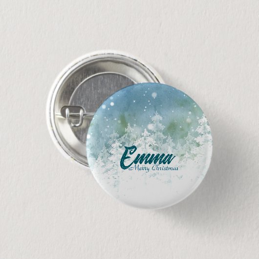 Personalisierter Weihnachtsbutton mit Namen - Teal Button (Vorne & Hinten)