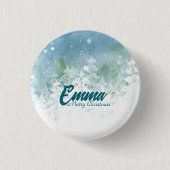 Personalisierter Weihnachtsbutton mit Namen - Teal Button (Vorderseite)