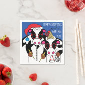 Personalisierter Weihnachtscocktail Napkins "Kühe" Serviette (Beispiel)