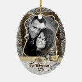 Personalisierter WeihnachtsDamaske Winte FOTO Orna Keramik Ornament (Vorne)