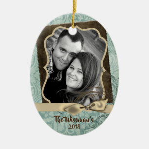 Personalisierter WeihnachtsDamaske Winte FOTO Orna Keramik Ornament