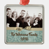 Personalisierter WeihnachtsDamaske Winte FOTO Orna Ornament Aus Metall (Vorne)