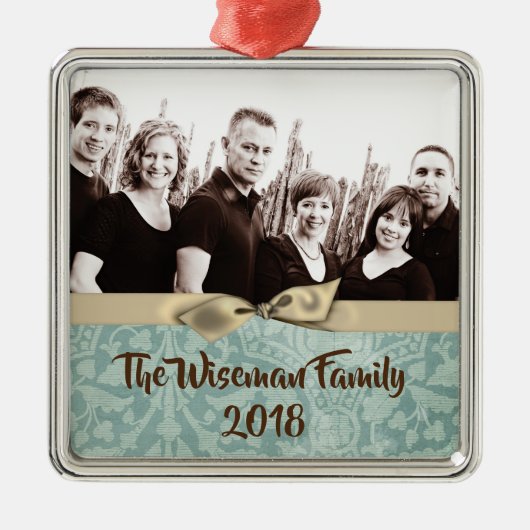 Personalisierter WeihnachtsDamaske Winte FOTO Orna Ornament Aus Metall (Vorne)